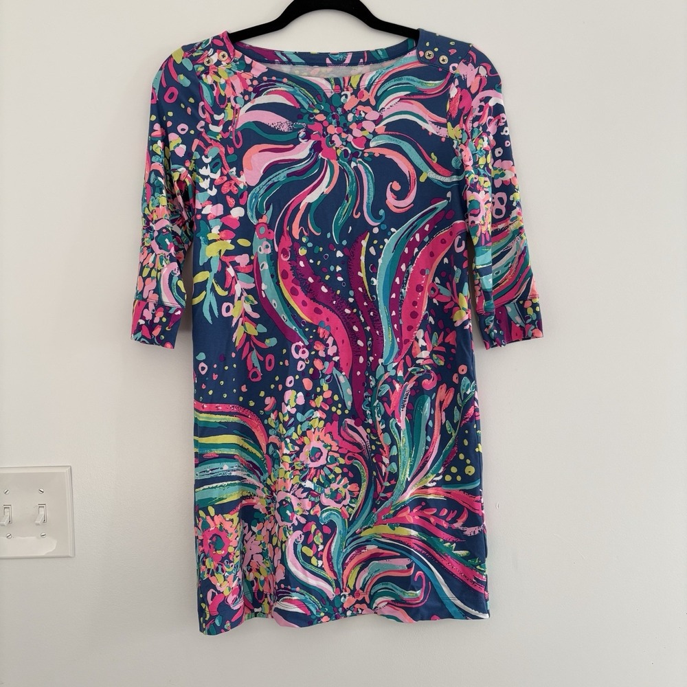 Lilly Pulitzer Girls Sophie Dress Navy Beach Sz 12-14 ColorfulSummer